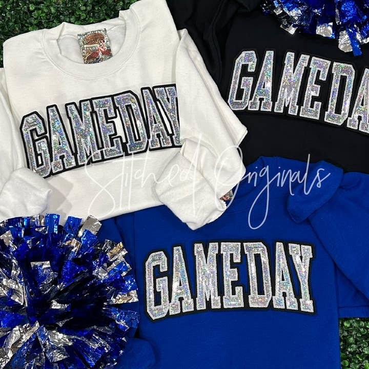Gameday Silver Sequin Patch, Black Backing, DIY Patch, Iron  for wholesale by Stitched Originals
