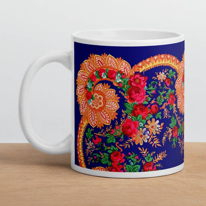 "Mug 'Blue Minhoto Portuguese Scarf'" for wholesale by Casa Sofia