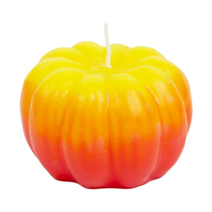 Yellow & Orange Halloween Pumpkin Candle | Halloween Décor | for wholesale by Talking Tables EU