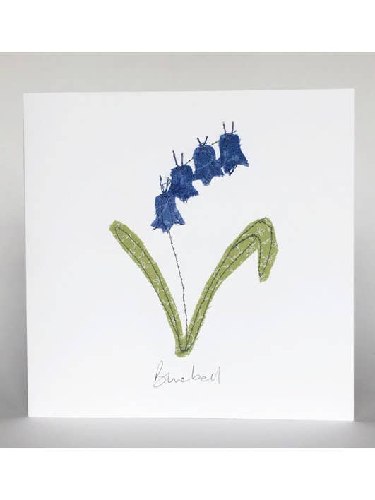 Bluebell Embroidered Notecard for wholesale by Sarah Becvar Design