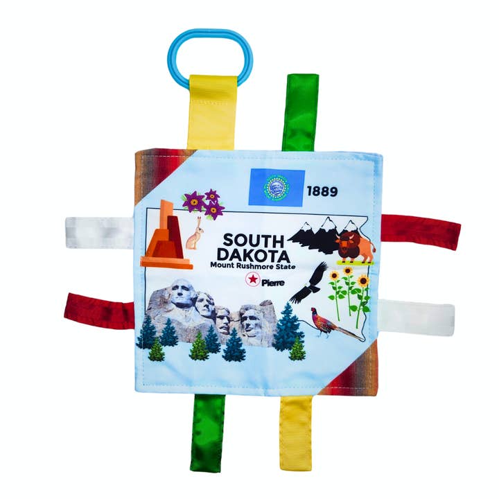 South Dakota State Baby Crinkle Tag Square 8"x 8" Toy for wholesale by Baby Jack and Company