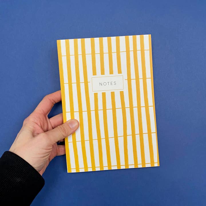 Mustard Stripe Notebook for wholesale by Lizzie Chancellor