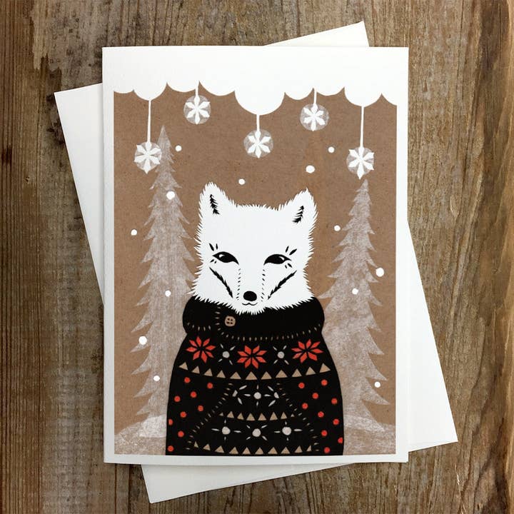 Winter Fox - Greeting Card for wholesale by Rural Pearl: Cut Paper Art by Angie Pickman