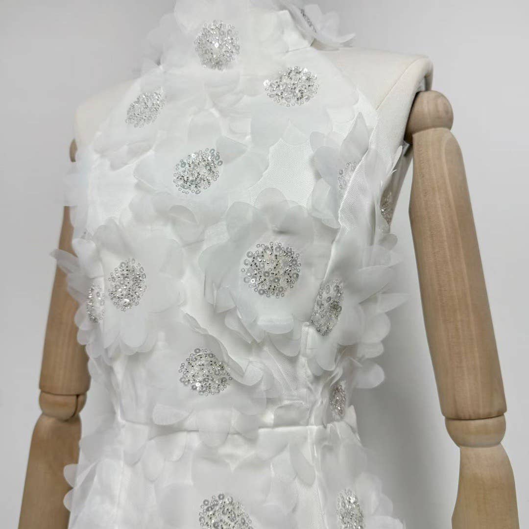 Productseeker - Wholesale Dress - Women's - DR751Y Halter Neck Sequin 3D Floral Backless Mini Dress15