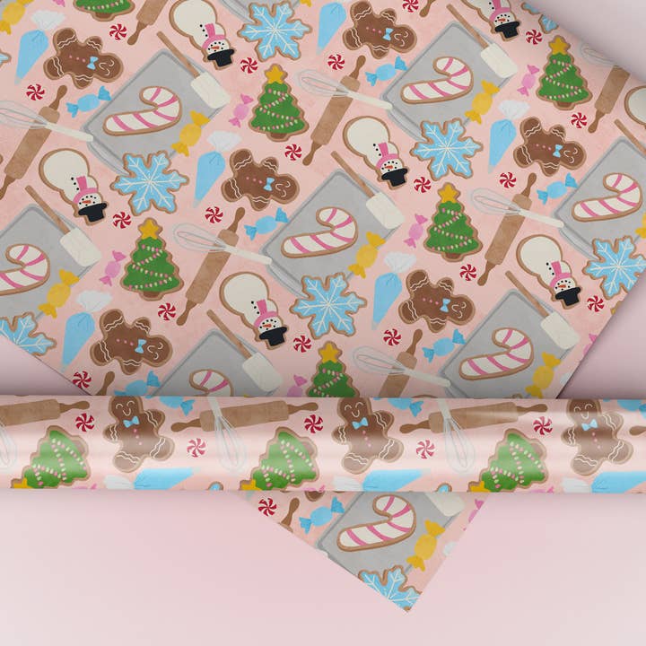 Paper Bunny Press - Wholesale Flat Wrap - Christmas Gingerbread Cookie Wrapping Paper Sheets5