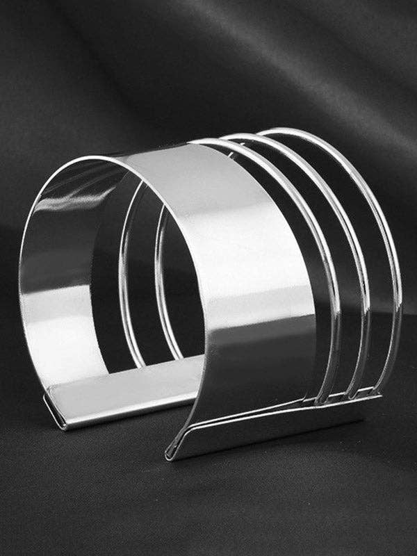 Sheer Trend - Vente Bracelet manchette - Accessoires de bracelet géométrique creux de couleur unie4