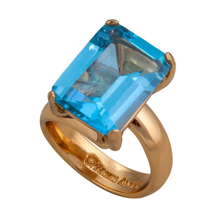 Alchemia Topacio Azul Rectángulo Anillo Ajustable para venta al por mayor de Charles Albert Inc