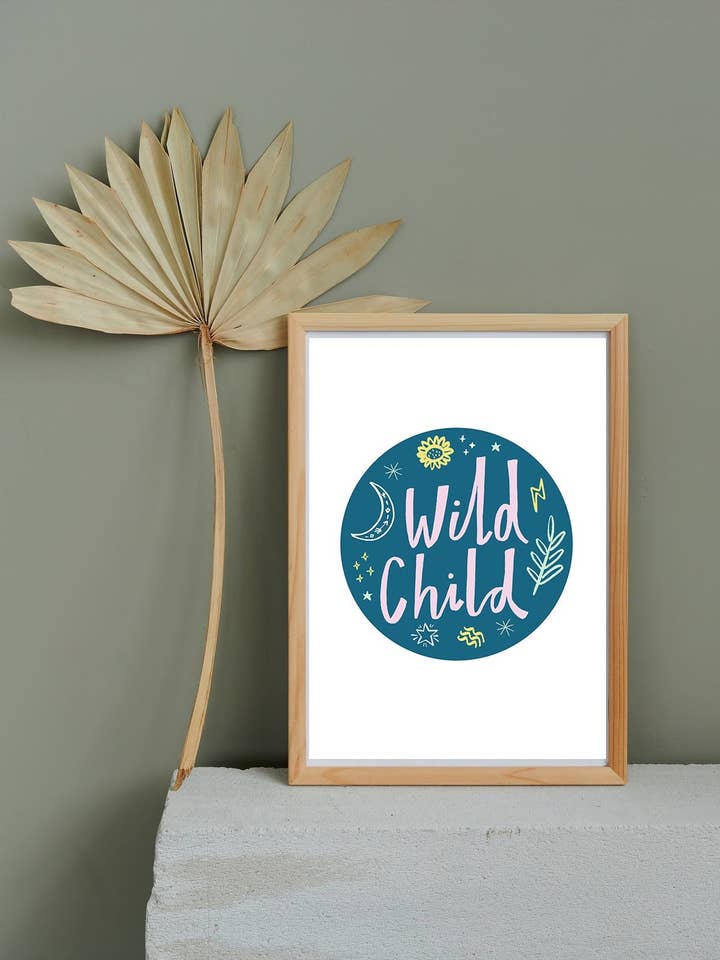 Wild child, kids bedroom print, kids room print for wholesale by Stella Isaac Illustration