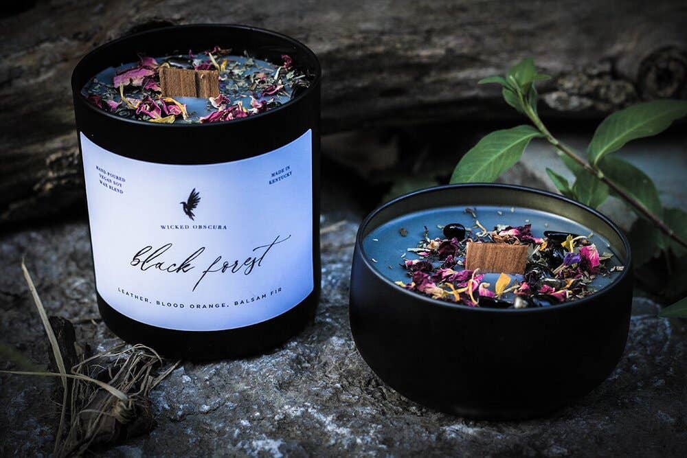Wicked Obscura - Wholesale Jar/Filled Candle - Black Forest- Balsam Fir & Blood Orange Soy Candle1