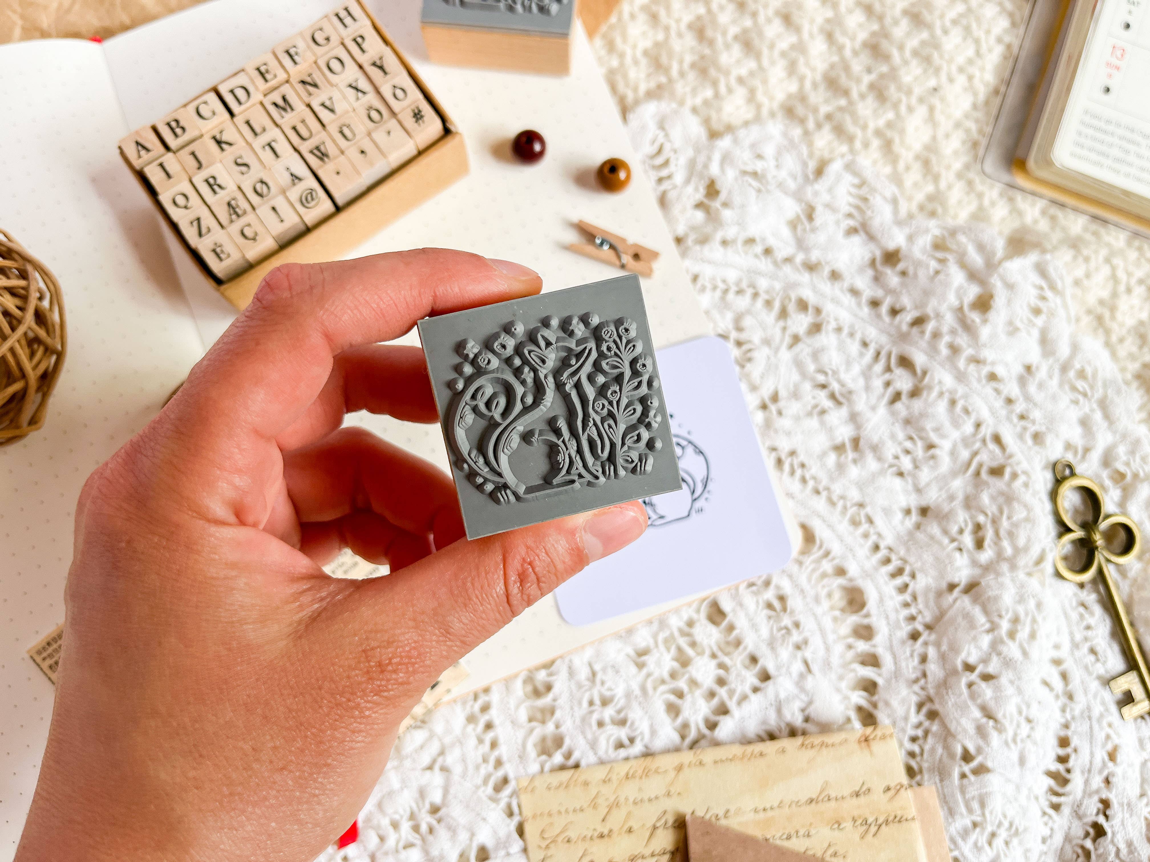 annalunakdraws - Wholesale Rubber/Decorative Stamp - Holzstempel - Fuchs & Blaubeere4