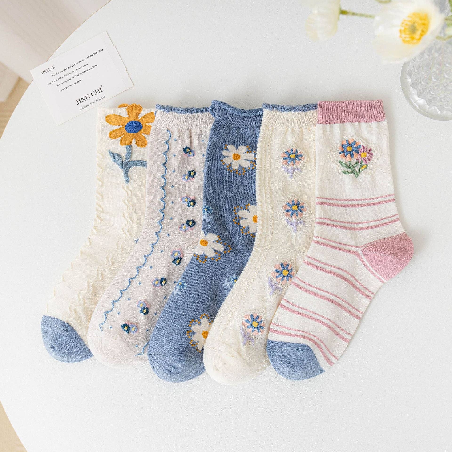 Funkyrel® Atzbranding Limited - Wholesale Socks - Women's - Rufia - Blossom Beauty 3D Floral Embellished Socks6
