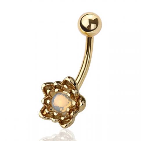 316L SURGICAL STEEL LOTUS FLOWER NON DANGLE BELLY BUTTON NAV for wholesale by CRAVE