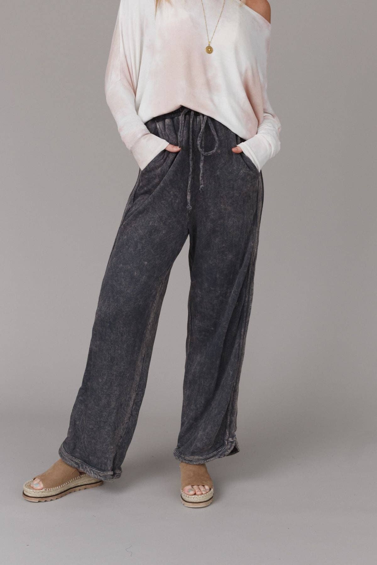 Three Bird Nest - Vente Pantalon – femme - Pantalon ample à jambes larges So Comfy - New Charcoal3