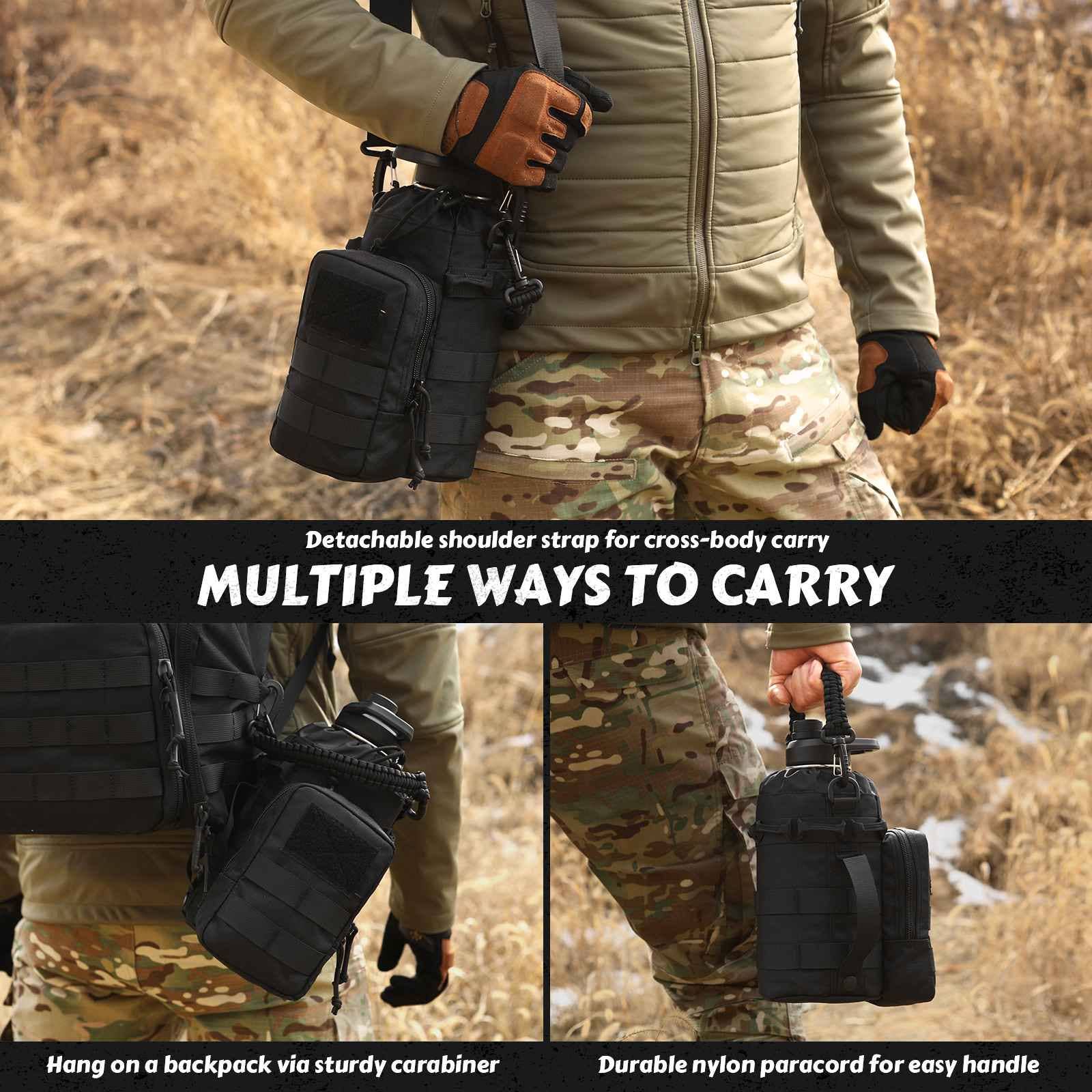 Antarctica Outdoors - Wholesale Water Bottle - Votagoo 64Oz Half Gallon Stainless Steel Insulated Tactical Water Bottle with Metal Military Water Bottle Tactical Carrier Bag25