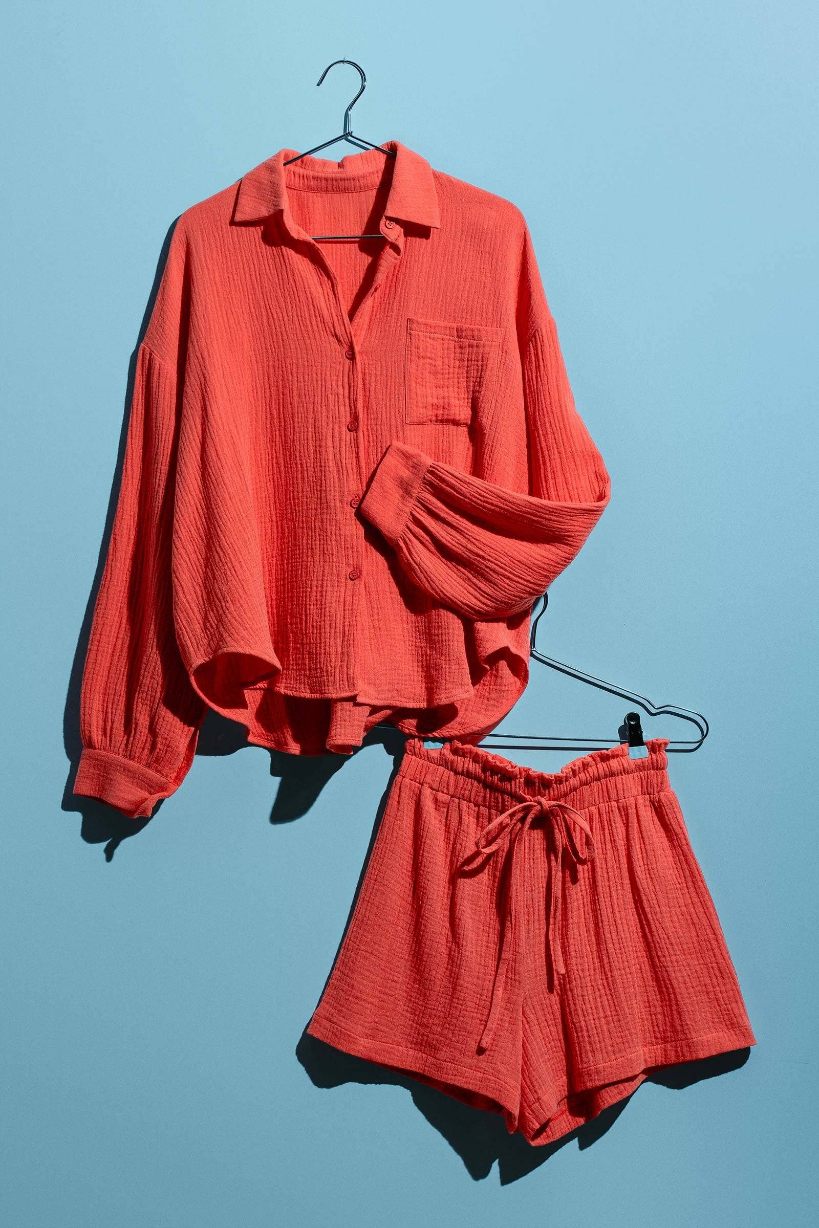 Urban Daizy - Wholesale Lounge Set - Women's - Crinkle Cotton Gauze Resort Button-Up Set10