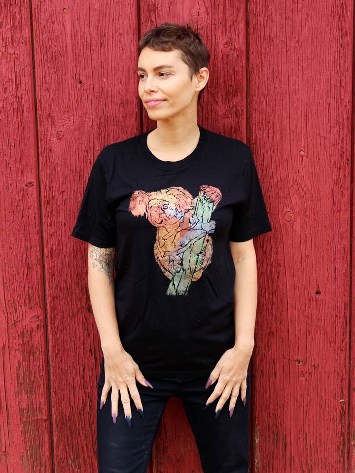 Koala Hand Painted Bamboo Tee for wholesale by Third Wolf Designs