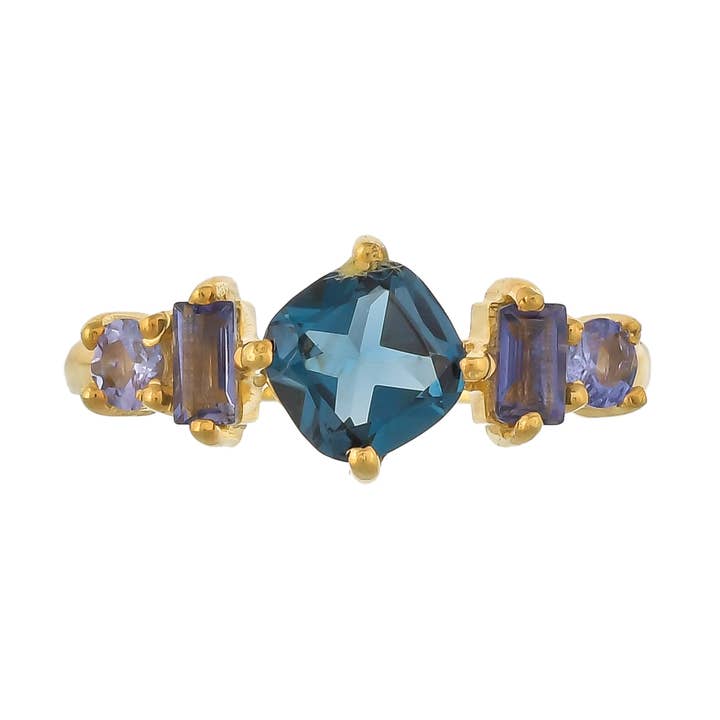 Anillo de plata esterlina con topacio, tanzanita e iolita «Its Fate» para venta al por mayor de Misteerious Seed