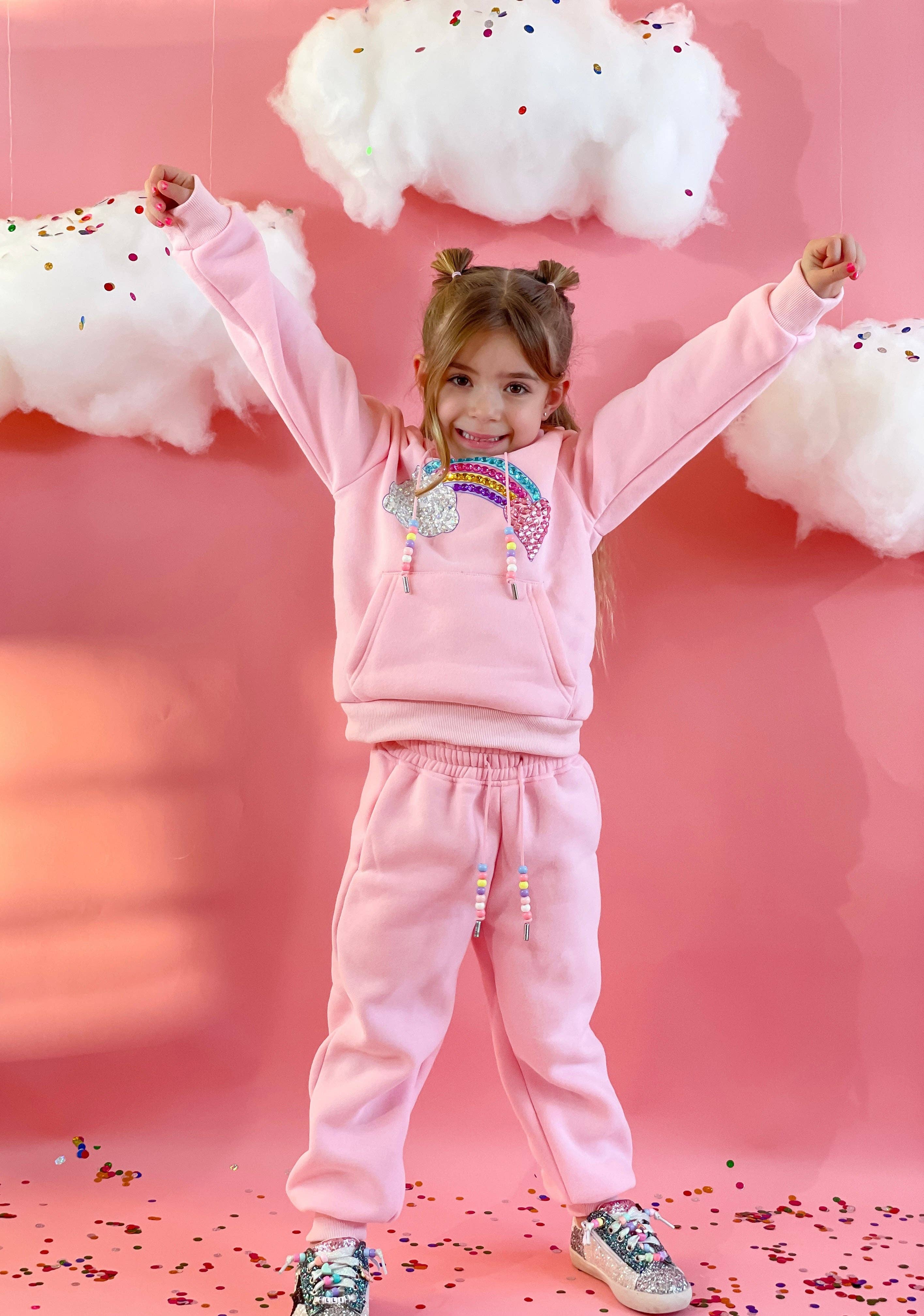 Ellie and Mila - Venta al por mayor Conjunto de camiseta y pantalón - Niños - Sudadera Rainbow Gem con abalorios1