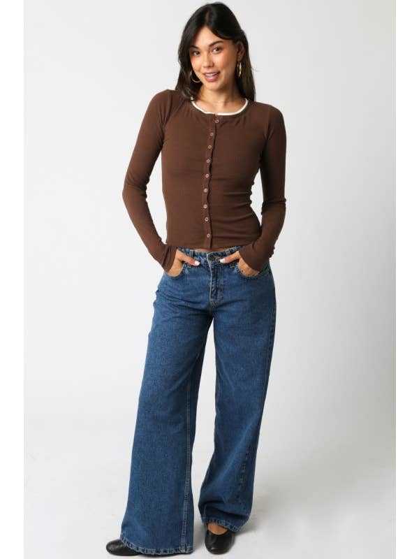 Olivaceous - Wholesale Button Down Shirt - Women's - Saige Button Top14