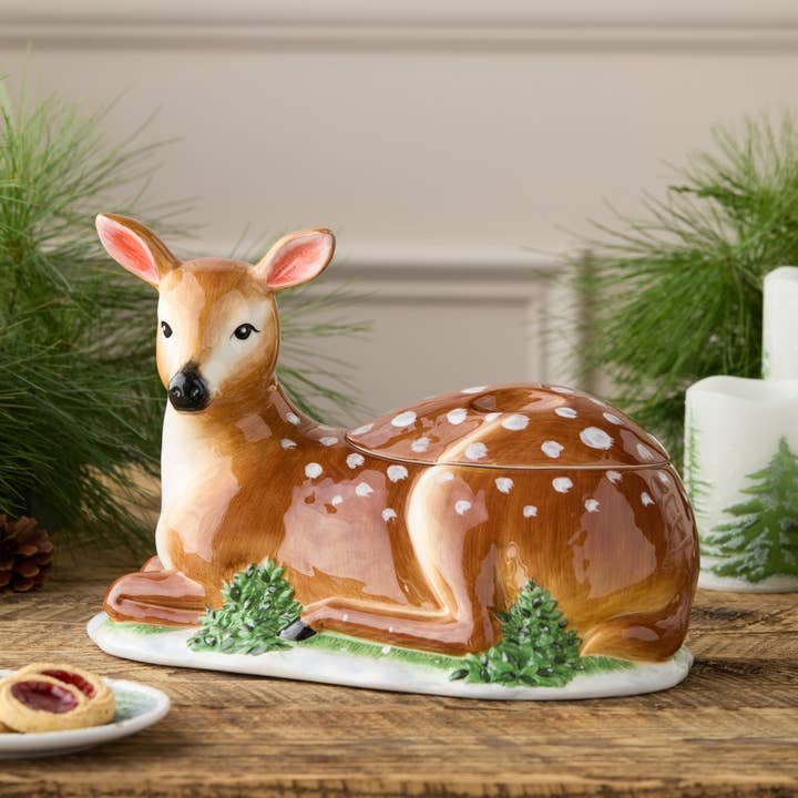 Winter Cabin 3-D Cookie Jar - Deer for wholesale by Certified International