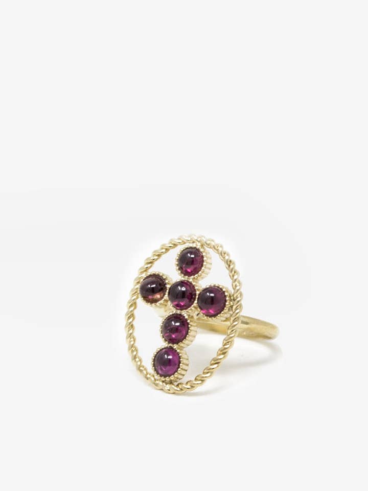 Hope vergoldeter Rhodolit-Ring für den Großhandel von Vintouch Jewels