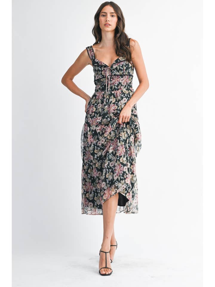 EKSKLUSIV MAXIKJOLE MED BLOMSTERPRINT for engroshandel hos Camellia