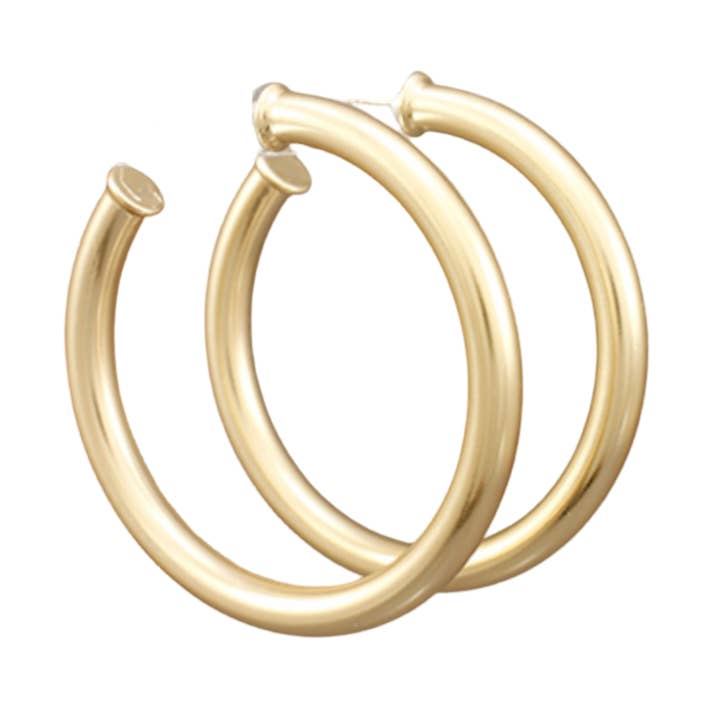 Large Brushed Gold Hoops | Everyday Hoops | Classic Hoops for wholesale by Pierce + Hide