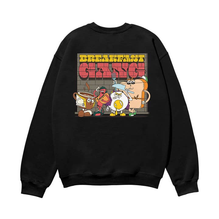 Breakfast Gang Heavyweight Organic Sweatshirt Black for wholesale by Weekend Concept