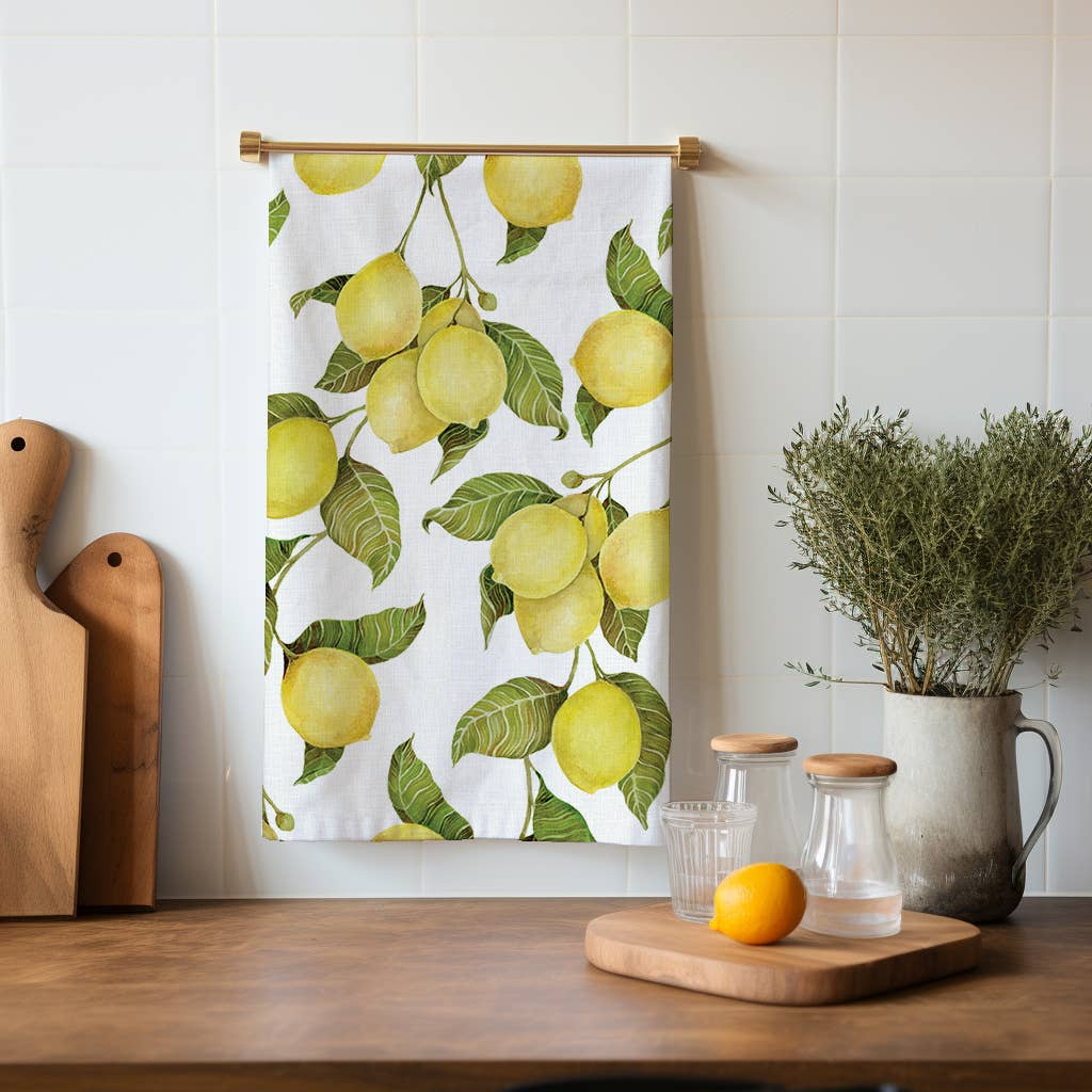 Sarah Rose - Wholesale Tea Towel - Lemon Organic Linen Tea Towel