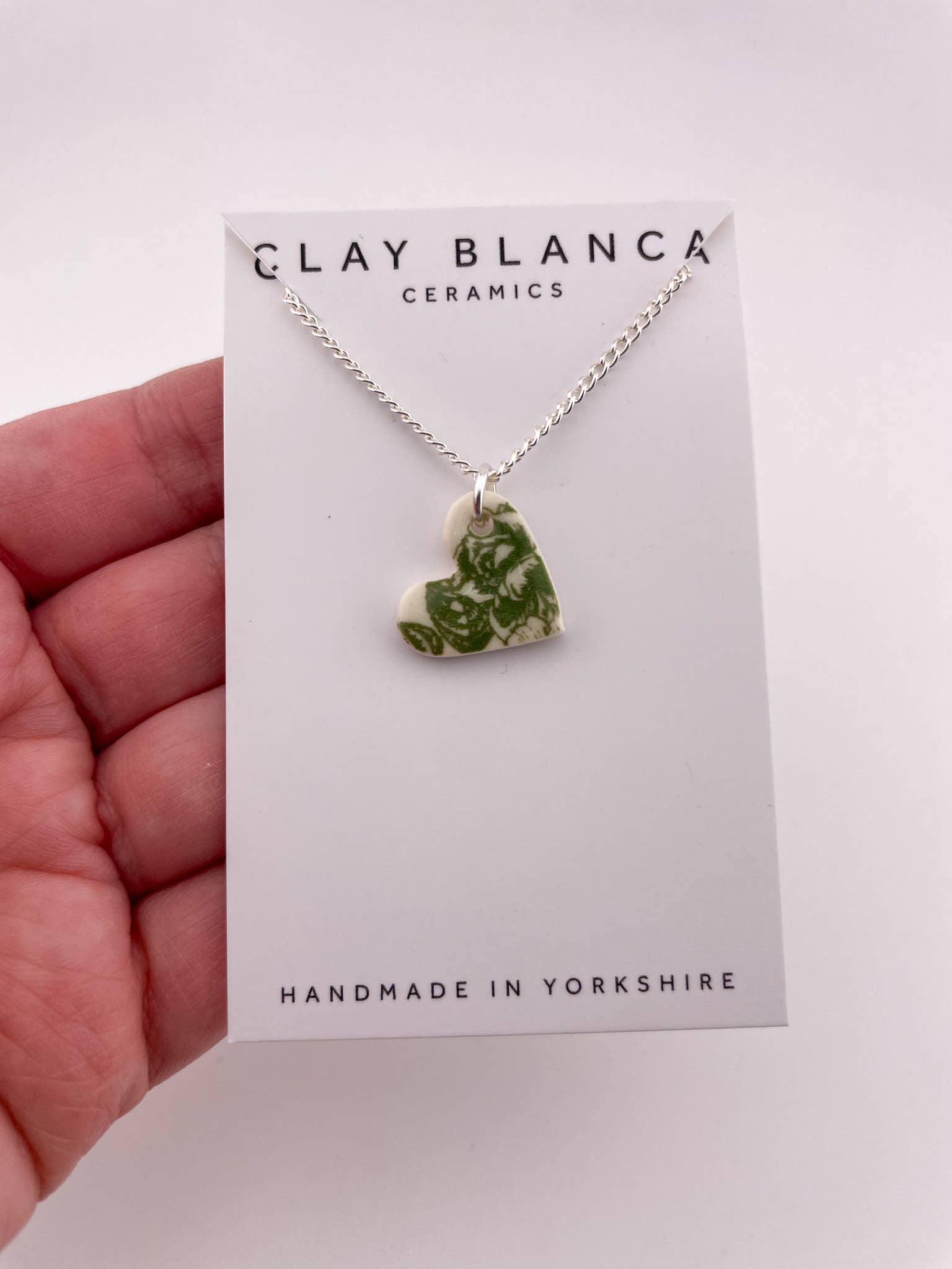 Clay Blanca - Wholesale Pendant/Charm Necklace - Green China Small Heart (side) Pendant necklace (Options)2