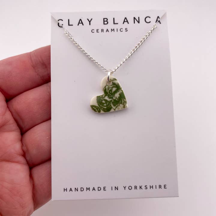 Clay Blanca - Wholesale Pendant/Charm Necklace - Green China Small Heart (side) Pendant necklace (Options)2