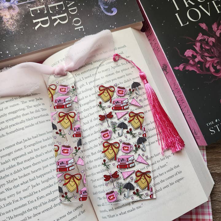 Luke's Bookish Valentine's Acrylic Bookmark|Book Accessories for wholesale by Sun Moon & Stars Co.