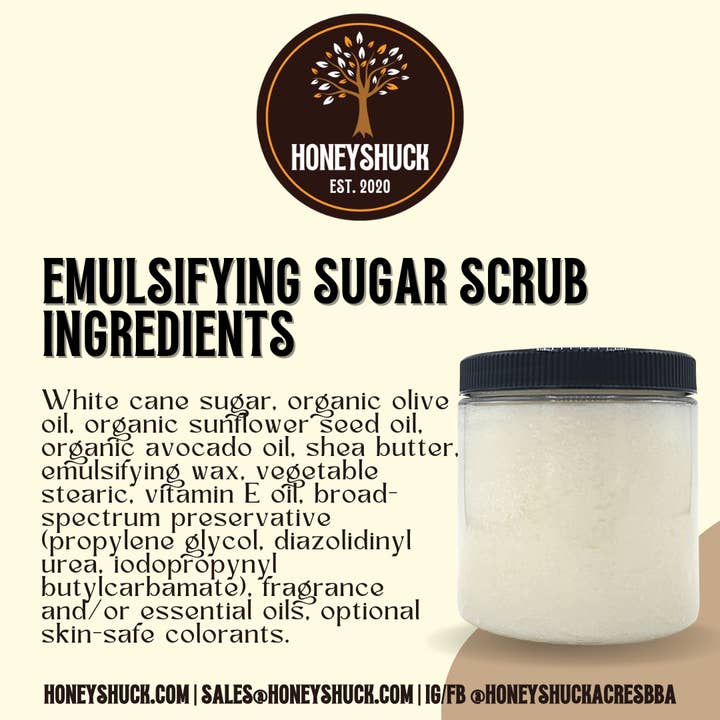 Honeyshuck Acres, LLC - Wholesale Body Scrub/Exfoliant - Sugar Body Scrub | Unlabeled | 8 oz Jar | Emulsifying6