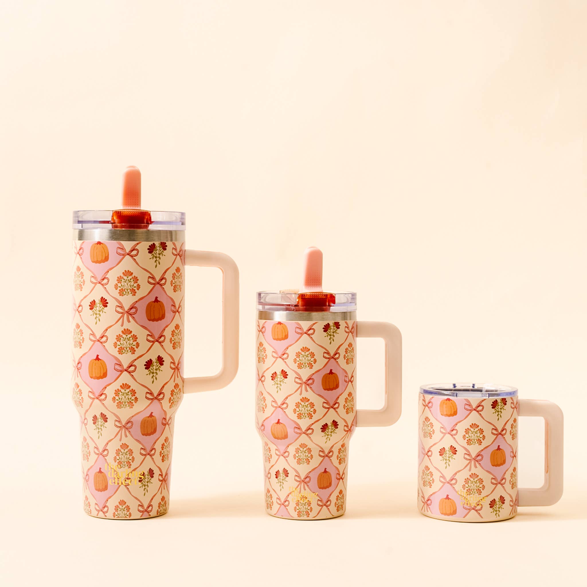 The Darling Effect - Wholesale Insulated Mug/Tumbler - 40 oz Lifestyle Flip Straw Tumbler-Patchwork Pumpkins3