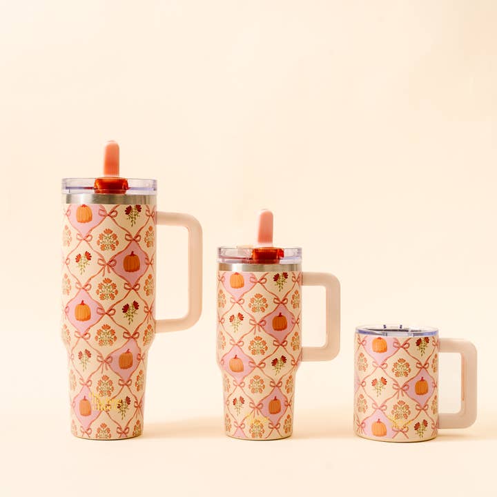 The Darling Effect - Wholesale Insulated Mug/Tumbler - 40 oz Lifestyle Flip Straw Tumbler-Patchwork Pumpkins3
