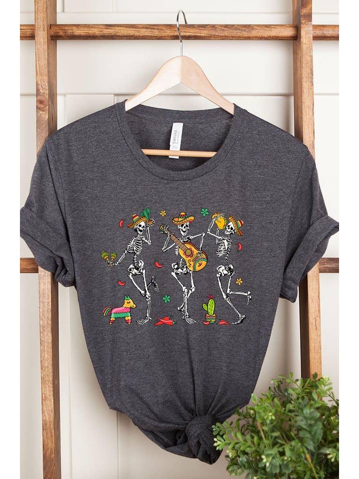 COLORBEAR - Wholesale T-Shirt (Graphic) - Women's - Cinco De Mayo Skeleton Graphic Tee3