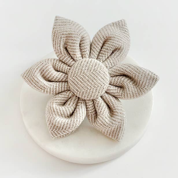 Brown Tweed Collar Flower for wholesale by Cocopup London