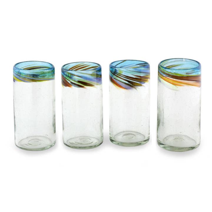 NOVICA Aurora Blown glass tumblers (small) for wholesale by NOVICA