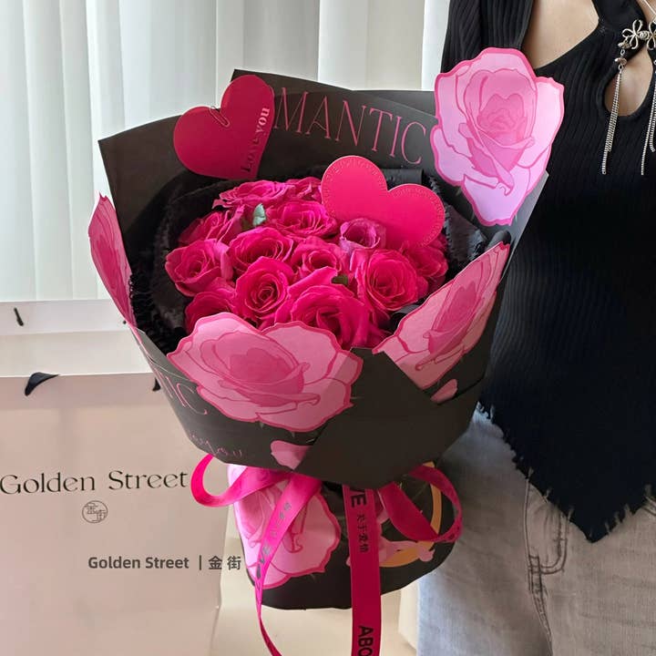 The Romantic Rose Waterproof Flower Wrapping Paper (10pcs/bag) for wholesale by Elegant Design Supply