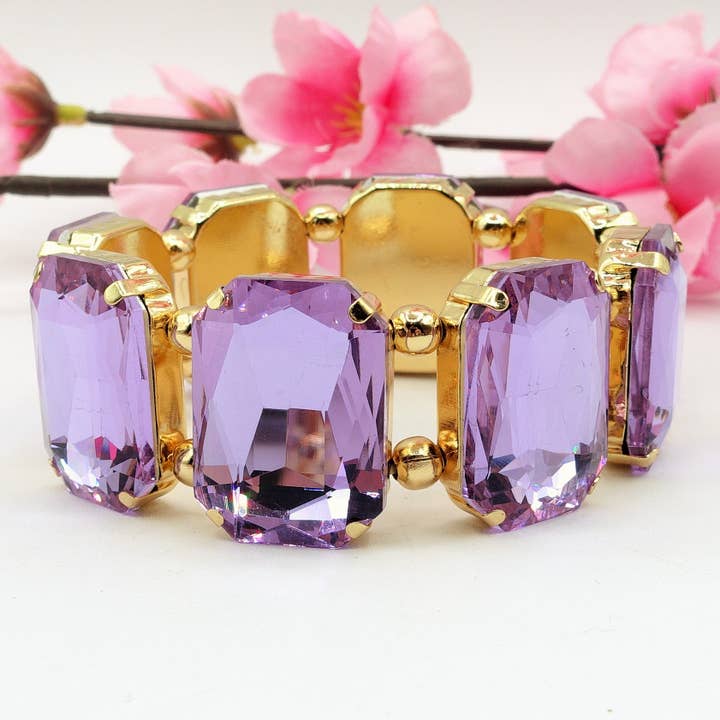 Daemon srls - Wholesale Bangle Bracelet - MARGOT LUXE - Bracciale elasticizzato con pietre sfaccettate -luce colection31