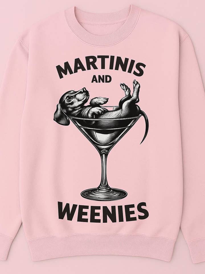 Dachshund Mom Martini & Weenie Crewneck Tees for wholesale by BCrisp Creations