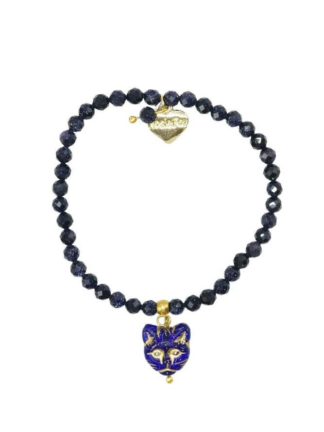 Navy Starstone Gold Cat Bracelet for wholesale by Rosie Fox