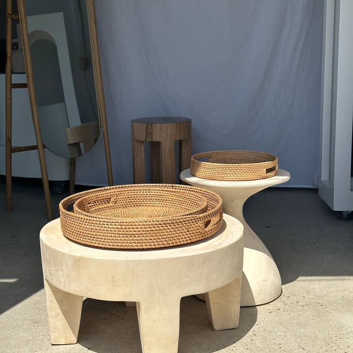 Office Objets - Wholesale Basket - Set of three handcrafted Indonesian wicker baskets in natural rattan (caramel)92