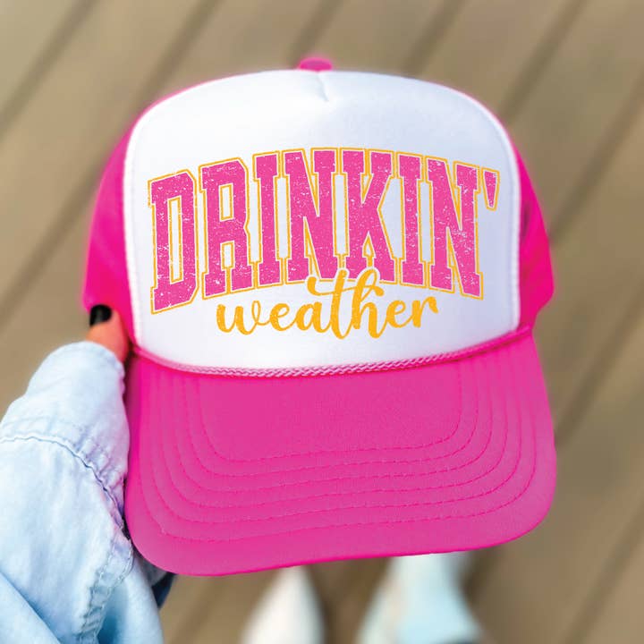 Trinkwetter DTF Bedruckter Hot Pink & Weißer Trucker Hut für den Großhandel von Southern Attitude Designs Inc