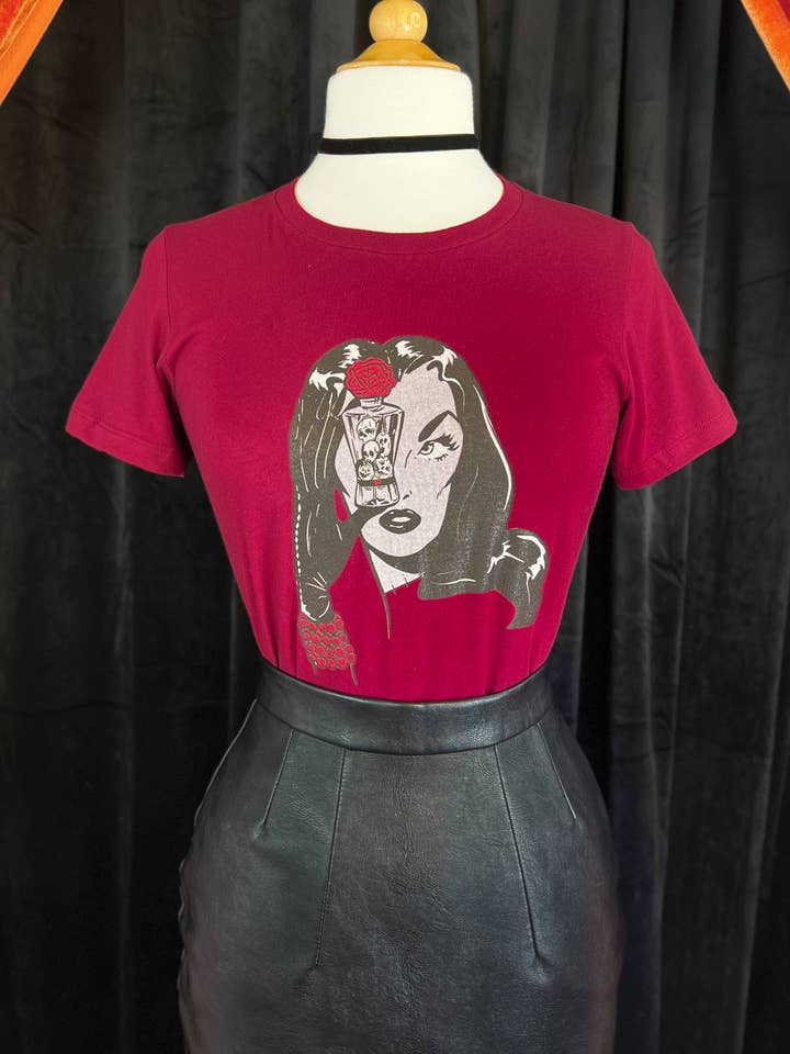 Mischief Made - Wholesale Shirt - Women's - Dark Temptation Fitted Tee in Cardinal1