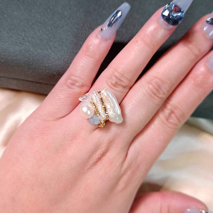 Enchanted Ocean - Designer Ring of Aquamarine Brilliance for wholesale by Pompon La Tulipe