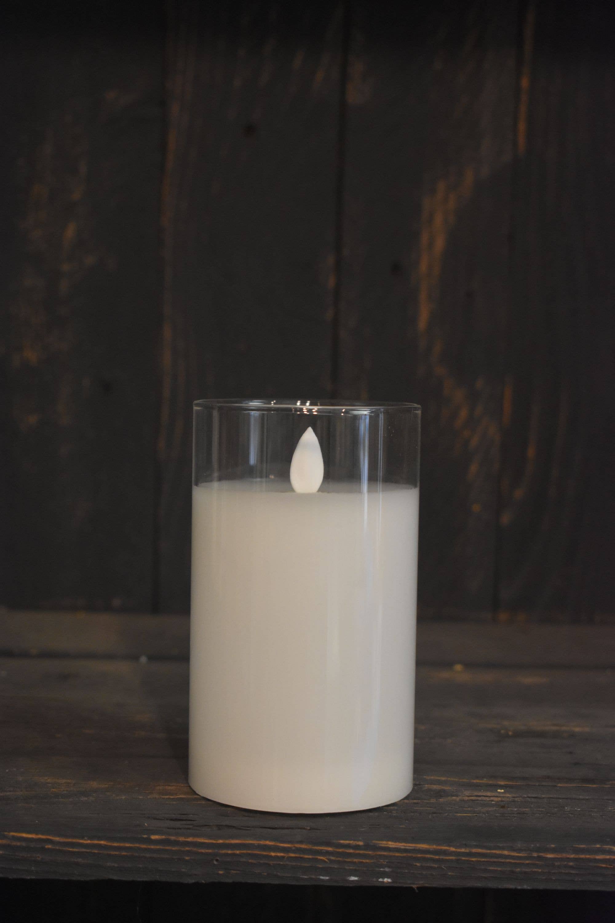 Wholesale Home Decor - Wholesale Flameless Candle - Clear Glass Cylinder Moving Flame LED Candle 3x4in2