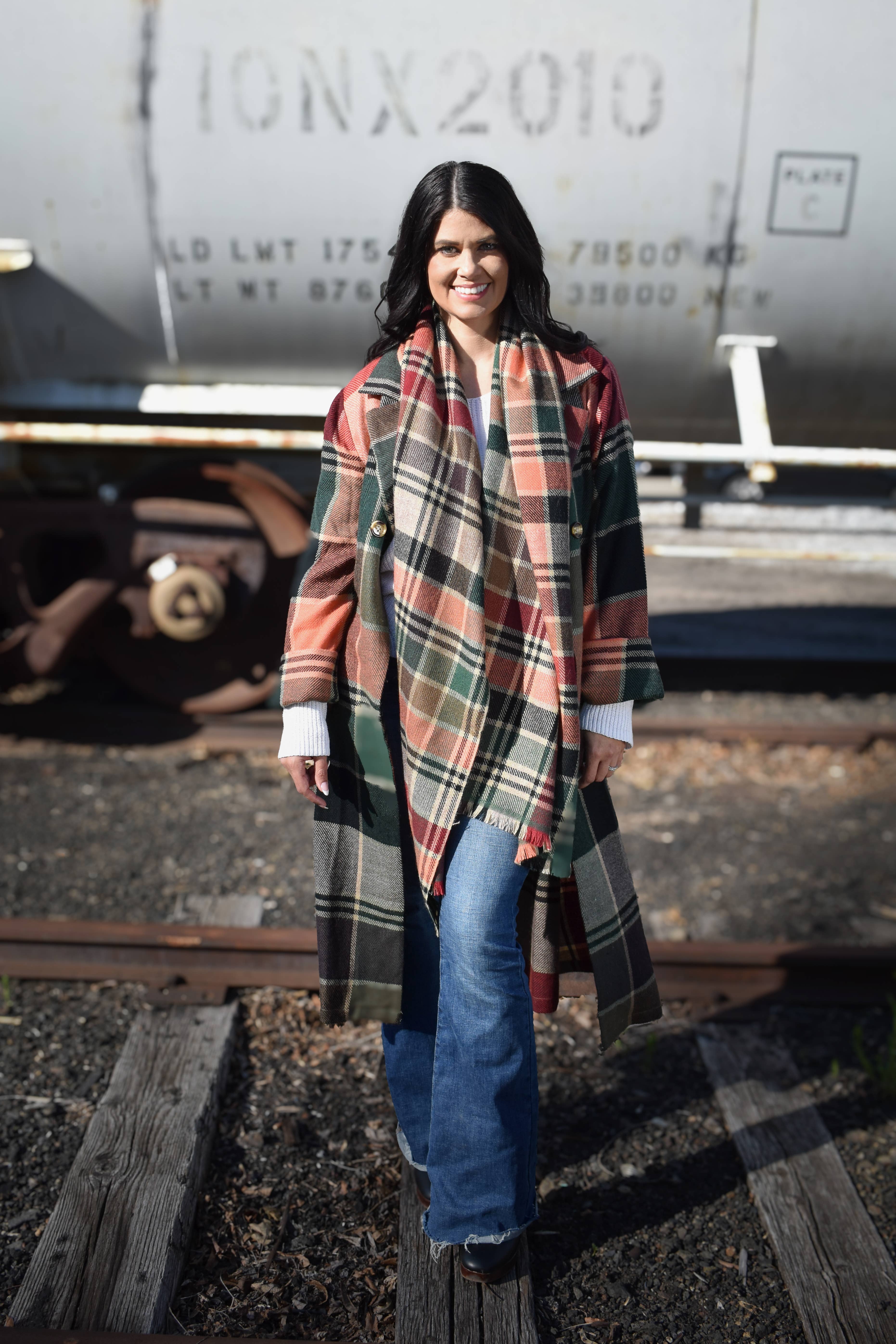 Dupatta Designs - Wholesale Trench Coat - Women's - Emmett Mid-Calf Plaid Jacket Trench Coat6