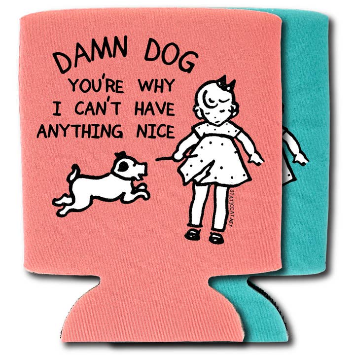 Damn Dog - Can Cooler for wholesale by Static Cat Studio