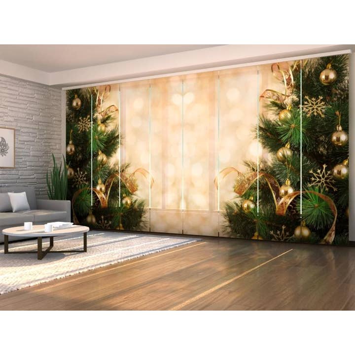 Weihnachts-Schiebegardinen, goldfarben, 8er-Set für den Großhandel von IlyDecor
